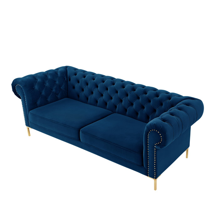 Rosdorf Park Zadie Velvet Chesterfield Sofa For Living Room Office